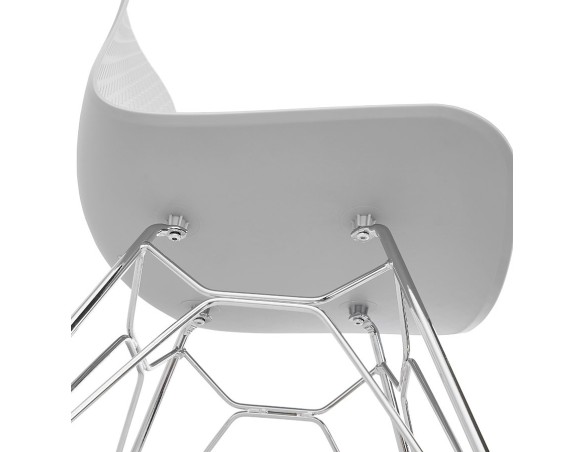 Chaise design GAUDY grise avec pied en métal chromé