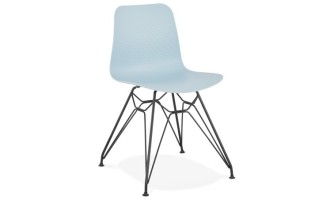 CH02030BUBL 5420072059174 Chaise design GAUDY bleue style industriel avec pied en métal noir