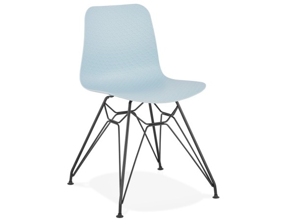CH02030BUBL 5420072059174 Chaise design GAUDY bleue style industriel avec pied en métal noir