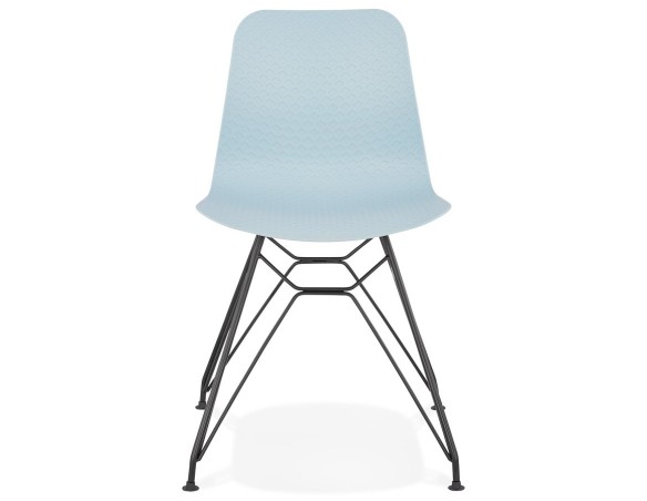 Chaise design GAUDY bleue style industriel avec pied en métal noir