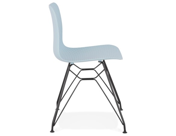 Chaise design GAUDY bleue style industriel avec pied en métal noir