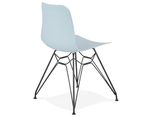 Chaise design GAUDY bleue style industriel avec pied en métal noir