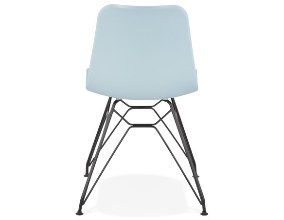 Chaise design GAUDY bleue style industriel avec pied en métal noir
