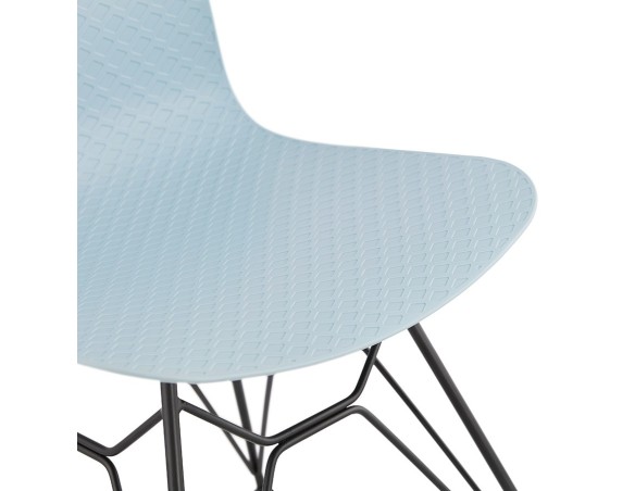 Chaise design GAUDY bleue style industriel avec pied en métal noir