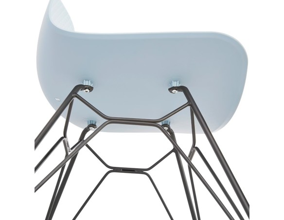 Chaise design GAUDY bleue style industriel avec pied en métal noir