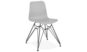 CH02040GRBL 5420072059198 Chaise design GAUDY grise style industriel avec pied en métal noir