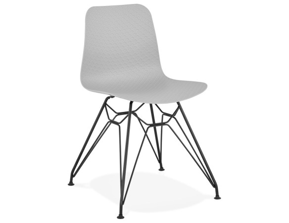 CH02040GRBL 5420072059198 Chaise design GAUDY grise style industriel avec pied en métal noir