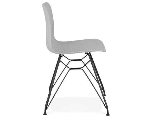 Chaise design GAUDY grise style industriel avec pied en métal noir