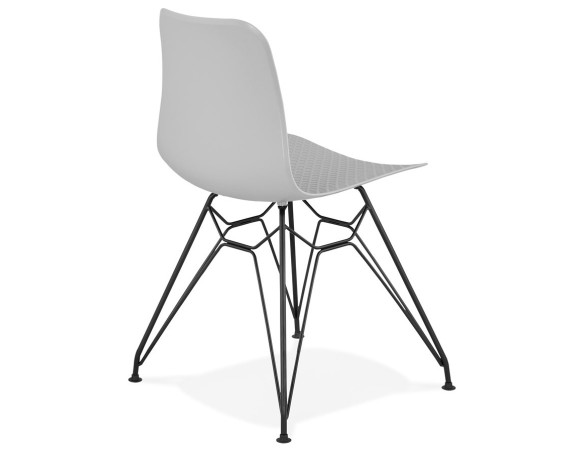 Chaise design GAUDY grise style industriel avec pied en métal noir