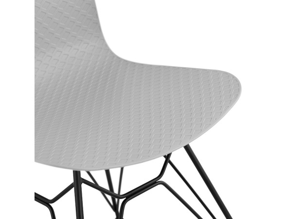 Chaise design GAUDY grise style industriel avec pied en métal noir