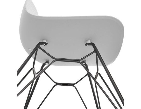 Chaise design GAUDY grise style industriel avec pied en métal noir