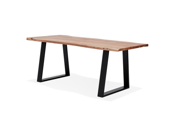 Table de salle à manger style industriel RAFA en bois massif et métal - 200x95 cm