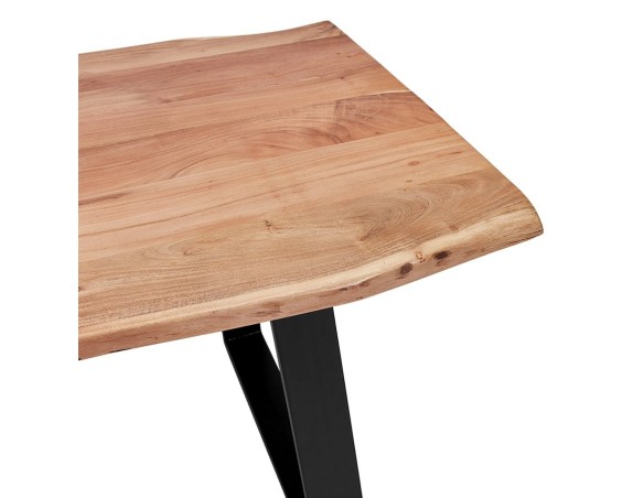 Table de salle à manger style industriel RAFA en bois massif et métal - 200x95 cm