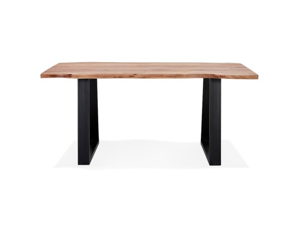 Table de salle à manger style industriel RAFA en bois massif et métal - 160x90 cm