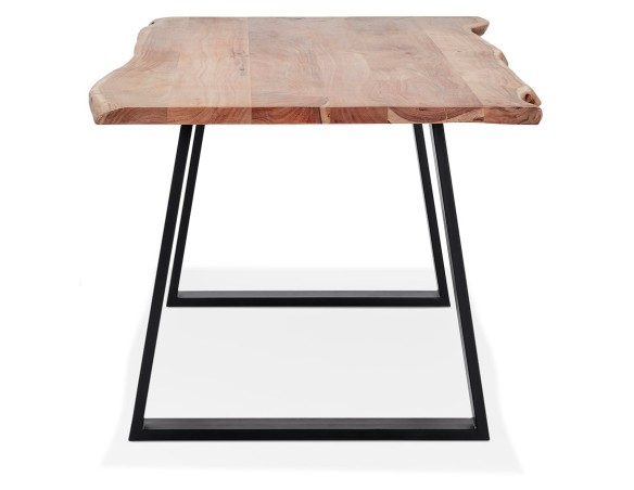Table de salle à manger style industriel RAFA en bois massif et métal - 160x90 cm
