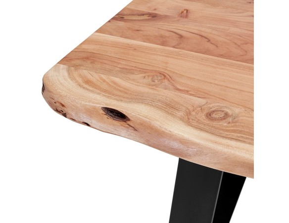 Table de salle à manger style industriel RAFA en bois massif et métal - 160x90 cm