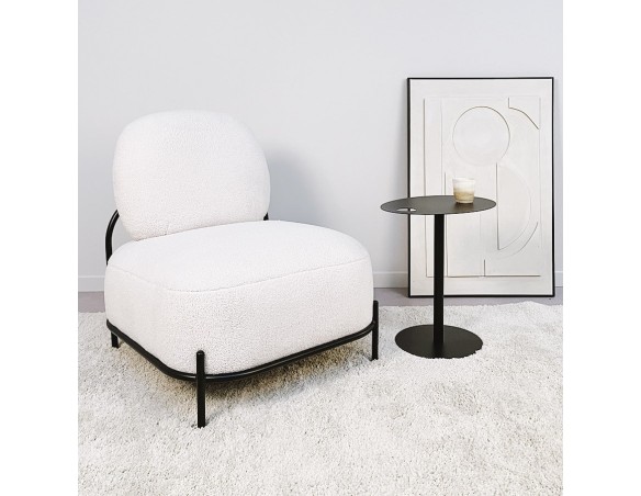 Fauteuil ORSO LOUNGE en tissu bouloché beige
