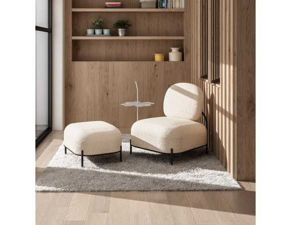 Fauteuil ORSO LOUNGE en tissu bouloché beige