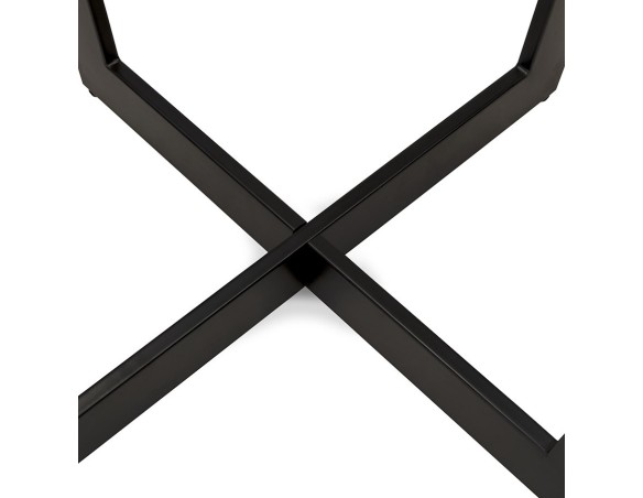 Table de salle à manger ronde LULU en bois finition Noyer et métal noir - à120 cm