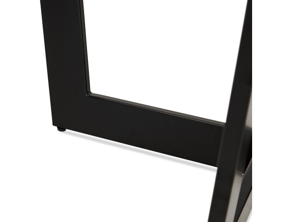 Table de salle à manger ronde LULU en bois finition Noyer et métal noir - à120 cm