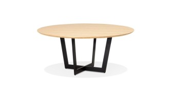DT02240NABL 5404028304020 Table de salle à manger ronde LULU en bois finition naturelle et métal noir - à̃120 cm