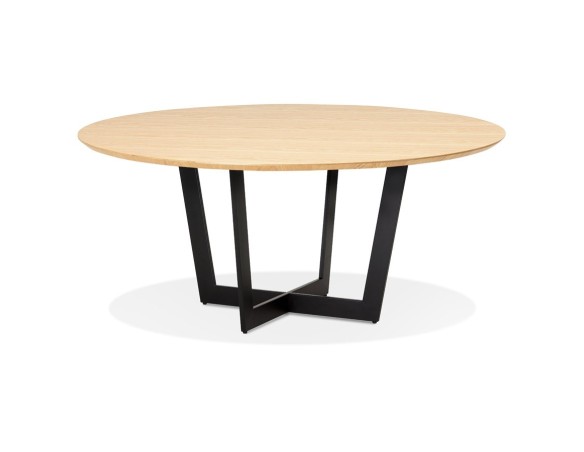 DT02240NABL 5404028304020 Table de salle à manger ronde LULU en bois finition naturelle et métal noir - à̃120 cm