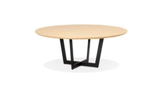 DT02250NABL 5404028304044 Table de salle à manger ronde LULU en bois finition naturelle et métal noir - à̃140 cm