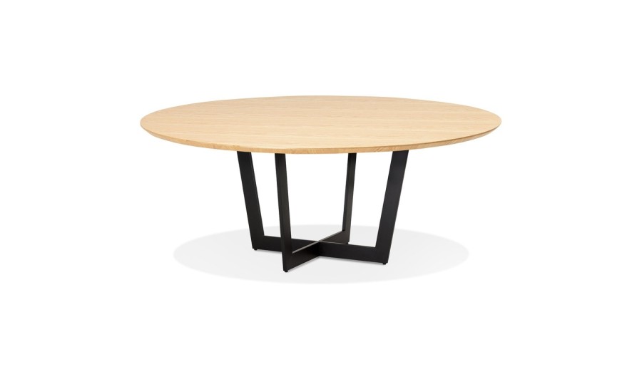 DT02250NABL 5404028304044 Table de salle à manger ronde LULU en bois finition naturelle et métal noir - à̃140 cm