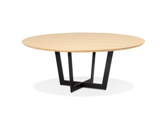 DT02250NABL 5404028304044 Table de salle à manger ronde LULU en bois finition naturelle et métal noir - à̃140 cm
