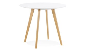 DT02500WH 5404028307144 Table de cuisine ronde MIDY blanche style scandinave - ø 90 cm