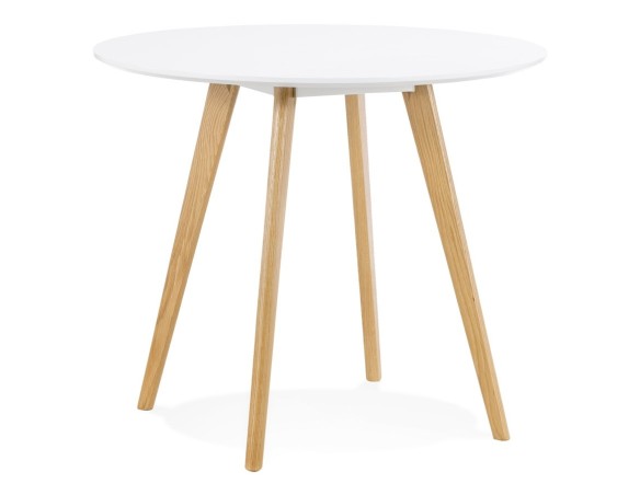 DT02500WH 5404028307144 Table de cuisine ronde MIDY blanche style scandinave - ø 90 cm