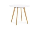 DT02500WH 5404028307144 Table de cuisine ronde MIDY blanche style scandinave - ø 90 cm