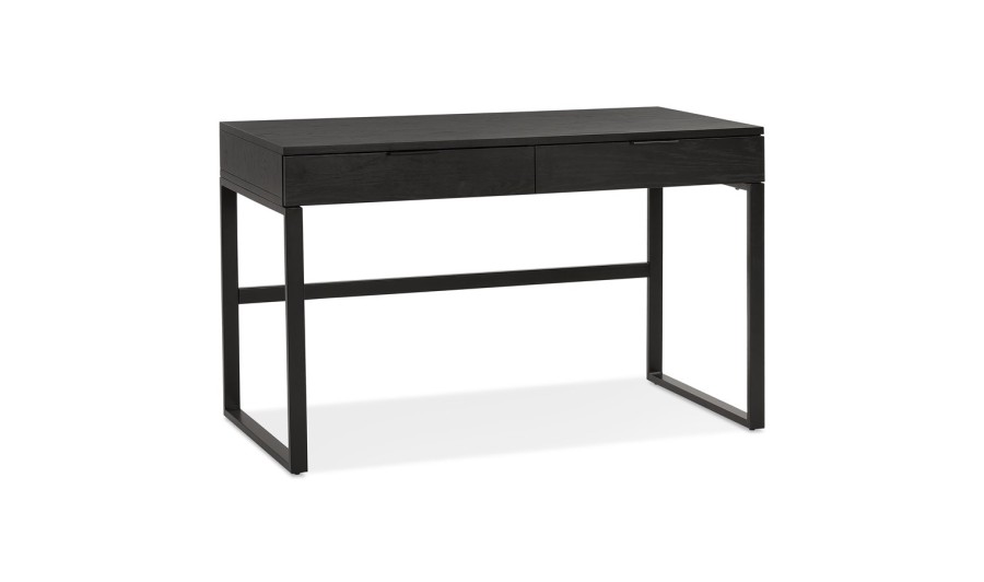 OT01330BLBL 5404028309308 Bureau droit design DOMINIK en bois et métal noir - 120x60 cm