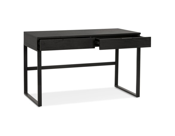 Bureau droit design DOMINIK en bois et métal noir - 120x60 cm