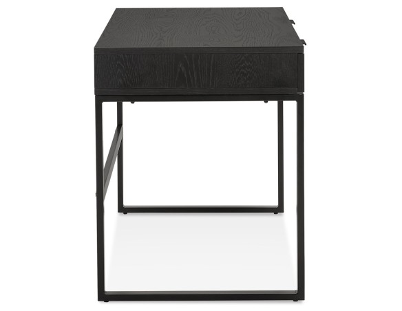 Bureau droit design DOMINIK en bois et métal noir - 120x60 cm