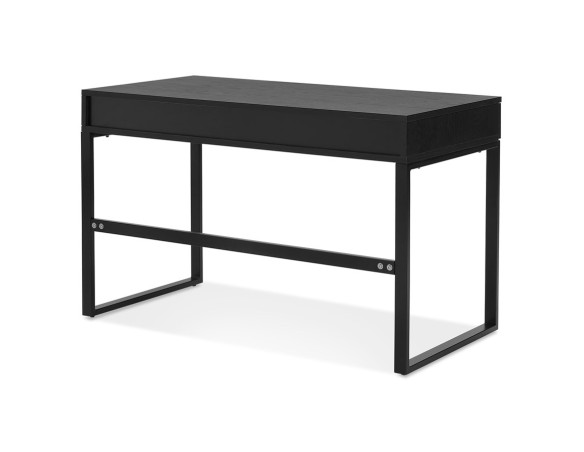 Bureau droit design DOMINIK en bois et métal noir - 120x60 cm