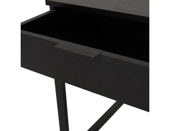 Bureau droit design DOMINIK en bois et métal noir - 120x60 cm