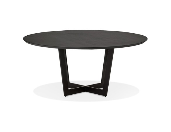 Table de salle à manger ronde LULU en bois et métal noir - à140 cm