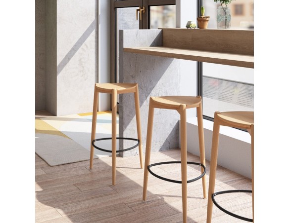 Tabouret de bar TIARA en frêne naturel