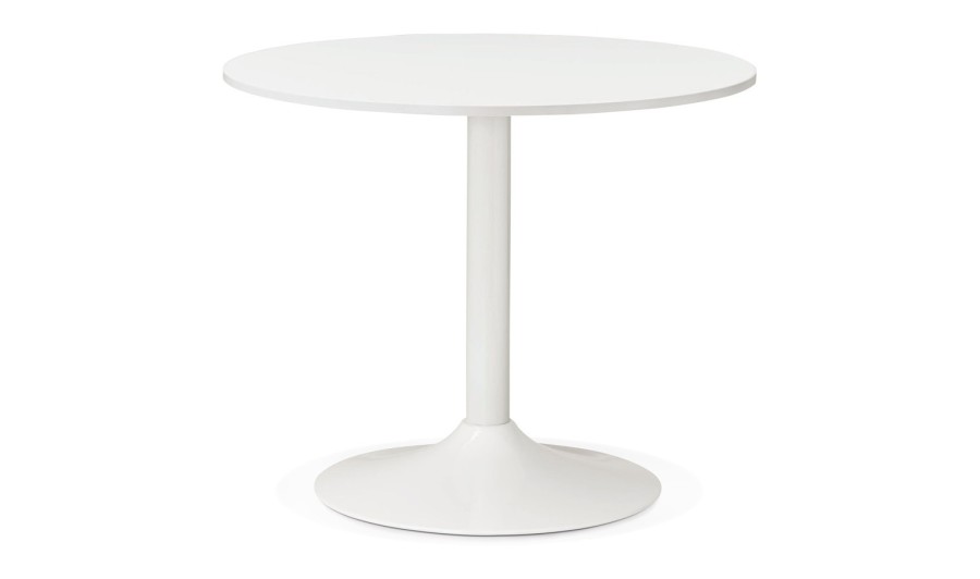 OT00270WH 5420072039176 Petite table de bureau/à diner ronde ORLANDO blanche - à̃ 90 cm