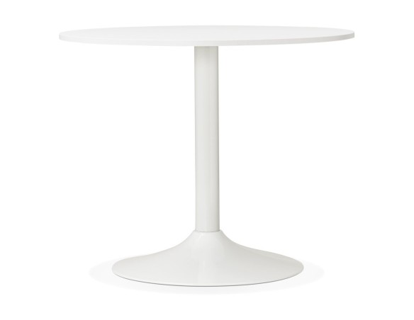 Petite table de bureau/à diner ronde ORLANDO blanche - à 90 cm