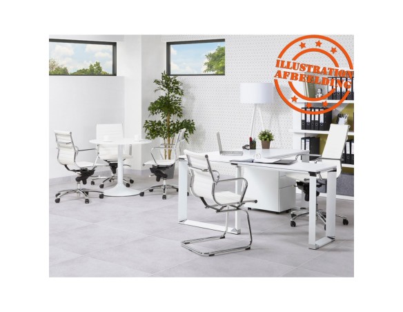 Petite table de bureau/à diner ronde ORLANDO blanche - à 90 cm