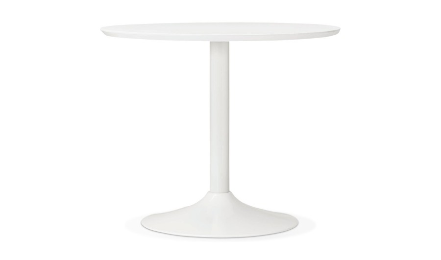 DT00640WH 5420072053578 Petite table de bureau / à diner ronde BARABAR blanche - à̃ 90 cm