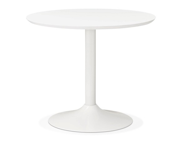 Petite table de bureau / à diner ronde BARABAR blanche - à 90 cm