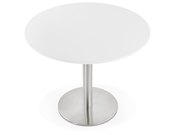 Petite table de bureau / à diner ronde DALLAS blanche - à 90 cm