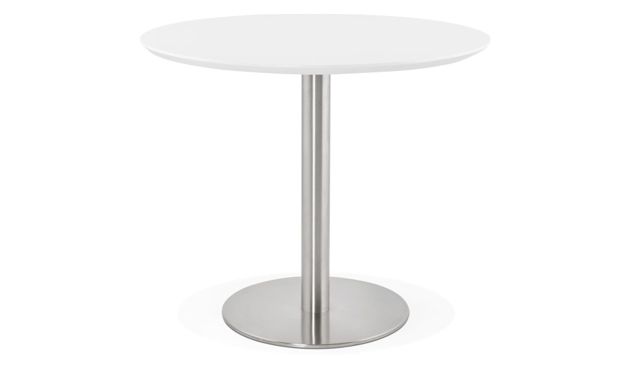 DT00740WH 5420072053776 Petite table de bureau / à diner ronde INDIANA blanche - à̃ 90 cm