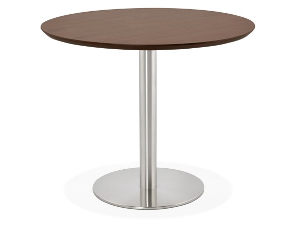 Petite table de bureau / à diner ronde INDIANA en bois finition Noyer - à 90 cm