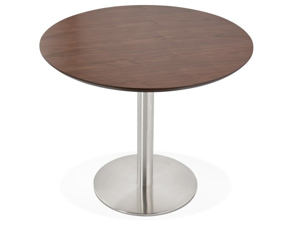 Petite table de bureau / à diner ronde INDIANA en bois finition Noyer - à 90 cm