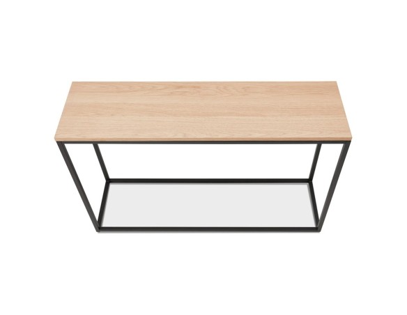 Table console style industriel RIVER en bois finition naturelle et métal noir