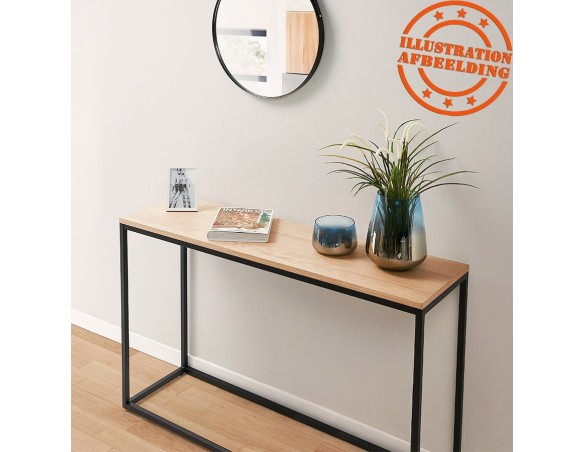 Table console style industriel RIVER en bois finition naturelle et métal noir